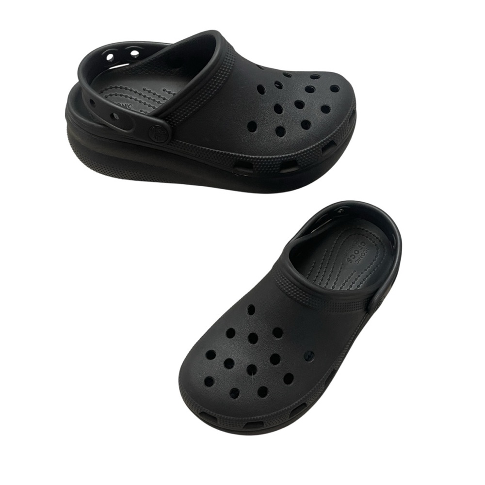 CROCS Classic Crush Black Comfort Platform Slip On Shoes Little Girls size J2